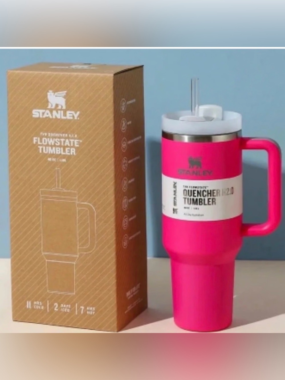 Stanley 40oz Tumbler with Straw in Rose Red